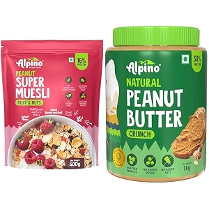 alpino super muesli fruit amp nut 400 g and natural peanut butter crunch 1 kg