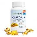 Alpspure Nutra Omega 3 Fish Oil 1000 Mg Fatty Acid Capsules || 60 Softgels | 180Mg EPA & 120Mg DHA | Supports Healthy Heart, Joints, Skin, Brain & Eyes | For Men & Women | Omega3 fatty acids