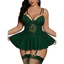 Alrovetoney Plus Size Lingerie For Curvy Women Ruffle Lingerie Set Sexy Lace Lingerie Set Garter Belt With Stockings