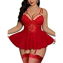 Alrovetoney Plus Size Lingerie For Curvy Women Ruffle Lingerie Set Sexy Lace Lingerie Set Garter Belt With Stockings