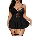 Sexy Lingerie Santa Babydoll Garter Belt Panty Thigh Highs L-6XL