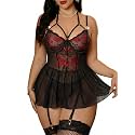 Alrovetoney Plus Size Lingerie For Curvy Women Ruffle Lingerie Set Sexy Lace Lingerie Set Garter Belt With Stockings