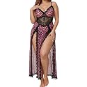 Alrovetoney Plus Size Lingerie For Women Babydoll Sexy Mesh Maxi Nightdress Exotic Sleepwear Side Slits