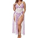 Alrovetoney Plus Size Lingerie For Women Babydoll Sexy Mesh Maxi Nightdress Exotic Sleepwear Side Slits