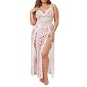 Alrovetoney Plus Size Lingerie For Women Babydoll Sexy Mesh Maxi Nightdress Exotic Sleepwear Side Slits