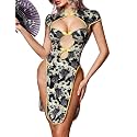 Alrovetoney Sexy Lingerie Fantasy Costume Sexy Series Printed Cut-Out Slit Women's Costume Red S-XXL