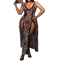 Alrovetoney Women's Plus Size Lingerie Mesh Nightgown Strappy Side Slits