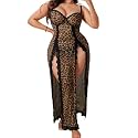 Alrovetoney Women's Plus Size Lingerie Mesh Nightgown Strappy Side Slits