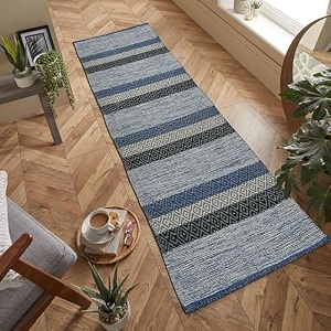 hand woven 100 natural cotton export quality designer rugcarpet bed side runner for bedroomliving room size-2x5 feet or 60 cms x 152 cmssky new