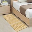 Hand Woven Tufted 100% Natural Cotton Export Quality Designer Rug,Carpet, Bed Side Runner for Bedroom,Living Room, Size-2x5 feet or 60 cms x 152 cms (Yellow Box Designer)