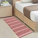 Hand Woven Tufted 100% Natural Cotton Export Quality Designer Rug,Carpet, Bed Side Runner for Bedroom,Living Room, Size-2x5 feet or 60 cms x 152 cms (Red Box Designer)