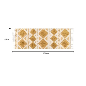 hand woven tufted 100 natural cotton export quality designer rugcarpet bed side runner for bedroomliving room size-2x5 feet or 60 cms x 152 cms beige