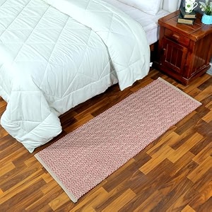 hand woven tufted 100 natural cotton export quality designer rugcarpet bed side runner for bedroomliving room size-2x5 feet or 60 cms x 152 cms plain designer
