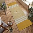 Hand Woven 100% Natural Cotton Export Quality Designer Rug,Carpet, Bed Side Runner for Bedroom,Living Room, Size-2x5 feet (Yellow Cut Shutle)