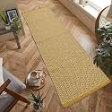 Hand Woven 100% Natural Cotton Export Quality Designer Rug,Carpet, Bed Side Runner for Bedroom,Living Room, Size-2x5 feet or 60 cms x 152 cms (Yellow Lehar)