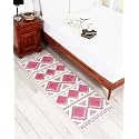 Hand Woven Tufted 100% Natural Cotton Export Quality Designer Rug,Carpet, Bed Side Runner for Bedroom,Living Room, Size-2x5 feet or 60 cms x 152 cms (Light Pink &amp; White)