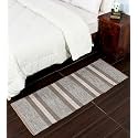 Hand Woven Tufted 100% Natural Cotton Export Quality Designer Rug,Carpet, Bed Side Runner with Tassels for Bedroom,Living Room, Size-2x5 feet or 60 cms x 152 cms, (Brown Stripe)