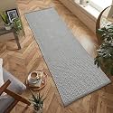 Hand Woven Tufted 100% Natural Cotton Export Quality Designer Rug,Carpet, Bed Side Runner for Bedroom,Living Room, Size-2x5 feet or 60 cms x 152 cms (Grey Lehar)