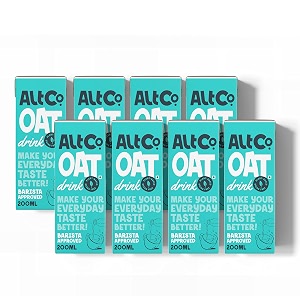 alt co oat milk 180mlpack of 8  as seen on shark tank lactose-free  preservatives free  no added sugar  soya free  no trans- fat  low calorie  plant based dairy free and nut free oat drink