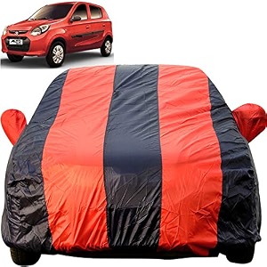 alto 800 dustproof car cover with mirror pockets red blue stripes taffeta polystertriple stitched compatible with maruti alto 800 car cover 2012 to 2022 alto 800 car accessories