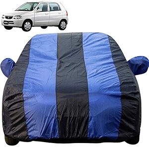 alto dustproof car cover with mirror pockets royal blue stripes taffeta polystertriple stitched compatible with maruti alto car cover 2000 to 2014 car accessories