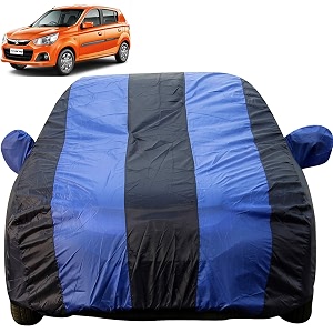 alto k10 dustproof car cover with mirror pockets royal blue stripes taffeta polystertriple stitched compatible with maruti alto k10 car cover 2014 to 2022 car accessories