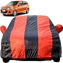 Alto K10 Dustproof Car Cover with Mirror Pockets, Red Blue Stripes, Taffeta Polyster,Triple Stitched, Compatible with Maruti Alto K10 Car Cover (2014 to 2022), Car Accessories