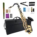 Alto Saxophone E Flat for Adults Students Saxophone Beginner Kit with Mouthpiece Carrying Case Straps 10Reeds (Tenor-Black)