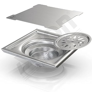 alton ald1005 ss-304 grade 5x5 inch plain bathroom grating square floor drain jali with cockroach trap matte