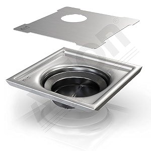 alton ald1005 ss-304 grade 6x6 inch cut bathroom grating square floor drain jali with abs cockroach trap matte