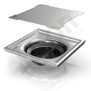 alton ald1005 ss-304 grade 6x6 inch plain bathroom grating square floor drain jali with abs cockroach trap matte
