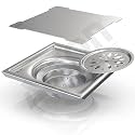 ALTON ALD1005, SS-304 Grade, 6x6 INCH Plain, Bathroom Grating Square Floor Drain Jali with Cockroach Trap, Matte