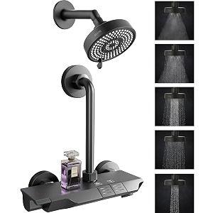 alton alm35015 modern wall mixer for bathroom with l-bend set black