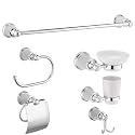 ALTON Brass, 6-Piece Bathroom Accessories Set, Chrome (Towel Rail, Towel Ring, Soap Dish, Tumbler Holder, Toilet Paper Holder, Robe Hook)