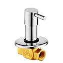 ALTON Grace Concealed Brass Silver Polished Stop Cock with Adjustable Wall Flange (15mm)