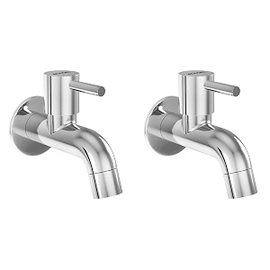 alton grcl3950 brass bib cock short body with wall flange  tap  taps for bathroom silver pack of 2