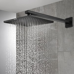 alton shr20815 ss-304 grade 8x8 square over head shower with 18-inch arm and wall flange matte black