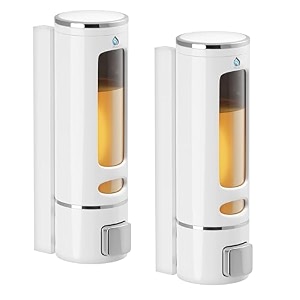 alturas abs wall mounted shampoo sanitizer lotion hand dish wash gel liquid soap dispenser for bathroom and kitchen 300ml capsule black-2pc