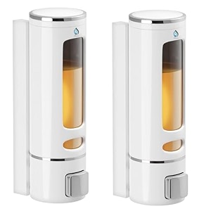 alturas abs wall mounted shampoo sanitizer lotion hand dish wash gel liquid soap dispenser for bathroom and kitchen 400ml white capsule-2pc