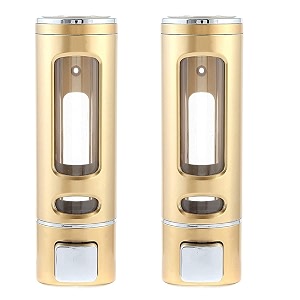 alturas abs wall mounted shampoo sanitizer lotion hand dish wash gel liquid soap dispenser for bathroom and kitchen 400ml golden capsule-2pc