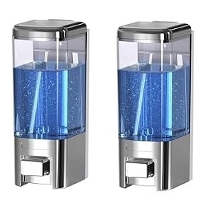 alturas abs wall mounted shampoo sanitizer lotion hand dish wash gel liquid soap dispenser for bathroom and kitchen 300ml capsule black-2pc