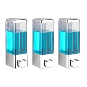 alturas abs wall mounted shampoo sanitizer lotion hand dish wash gel liquid soap dispenser for bathroom and kitchen 350ml silver -3pc