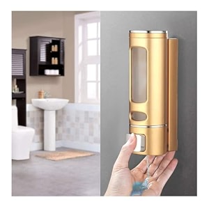 alturas abs wall mounted shampoo sanitizer lotion hand dish wash gel liquid soap dispenser for bathroom and kitchen 400ml golden capsule-1pc