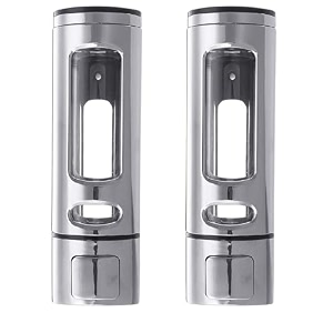 alturas abs wall mounted shampoo sanitizer lotion hand dish wash gel liquid soap dispenser for bathroom and kitchen 400ml silver capsule-2pc
