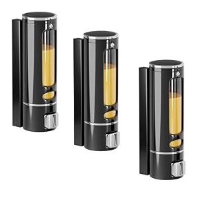 alturas abs wall mounted shampoo sanitizer lotion hand dish wash gel liquid soap dispenser for bathroom and kitchen 400ml black capsule-3pc