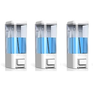 alturas abs wall mounted shampoo sanitizer lotion hand dish wash gel liquid soap dispenser for bathroom and kitchen 300ml capsule black-2pc