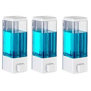 alturas abs wall mounted shampoo sanitizer lotion hand dish wash gel liquid soap dispenser for bathroom and kitchen 350ml white -3pc