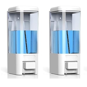 alturas abs wall mounted shampoo sanitizer lotion hand dish wash gel liquid soap dispenser for bathroom and kitchen 300ml capsule black-2pc