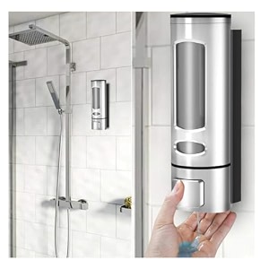 alturas abs wall mounted shampoo sanitizer lotion hand dish wash gel liquid soap dispenser for bathroom and kitchen 300ml capsule black-2pc