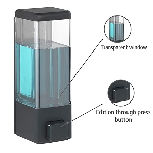 alturas abs wall mounted shampoo sanitizer lotion hand dish wash gel liquid soap dispenser for bathroom and kitchen 350ml black -1pc